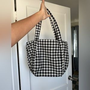 Baggu Mini Cloud Tote - black and white pixel gingham